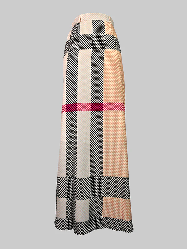 High Waisted Loose Printed Split-Joint Striped Long Skirts Skirts - Image 5