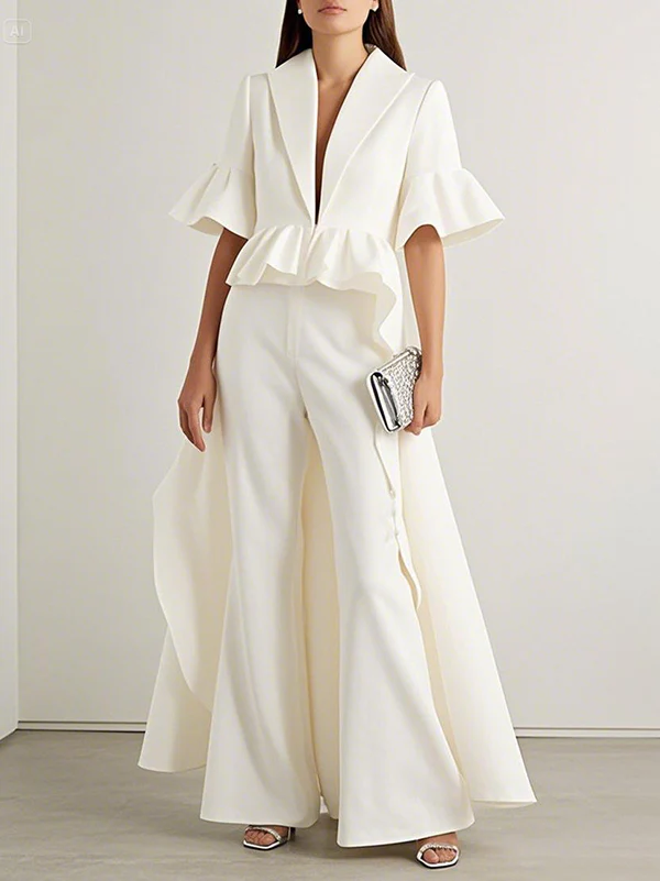 High Waisted Loose Solid Color Pants Trousers - Image 2