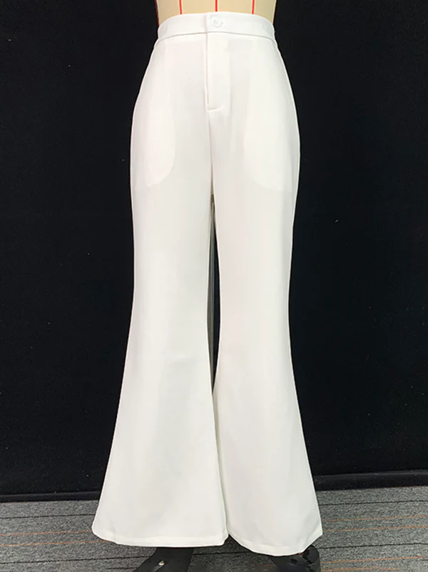 High Waisted Loose Solid Color Pants Trousers - Image 3