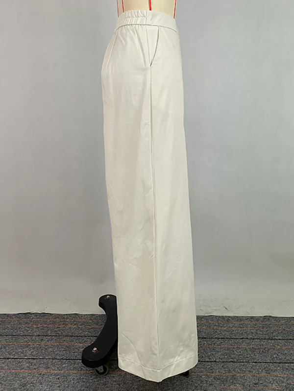 High Waisted Loose Solid Color Pants Trousers - Image 5