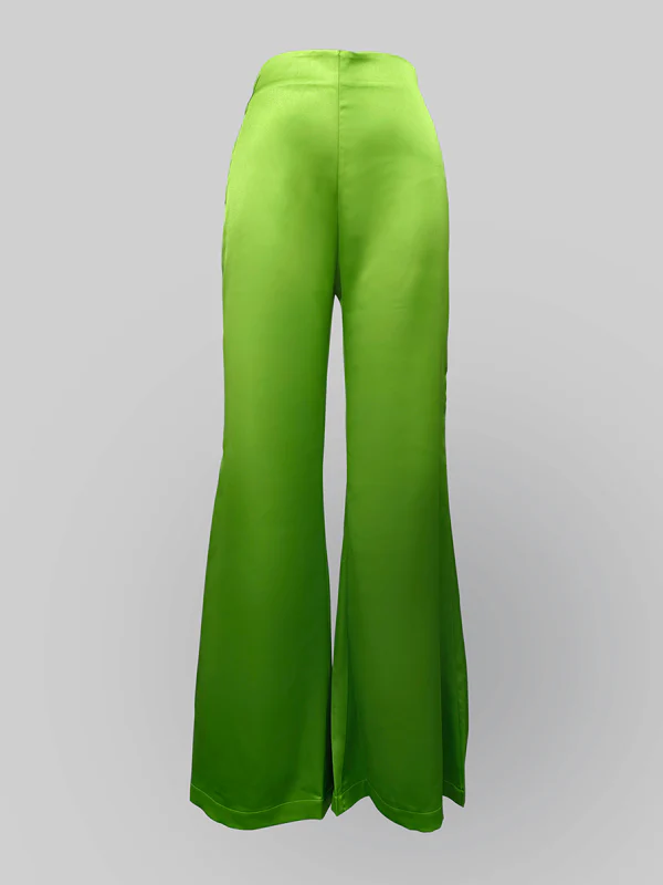 High Waisted Wide Leg Solid Color Split-Joint Pants Trousers - Image 12