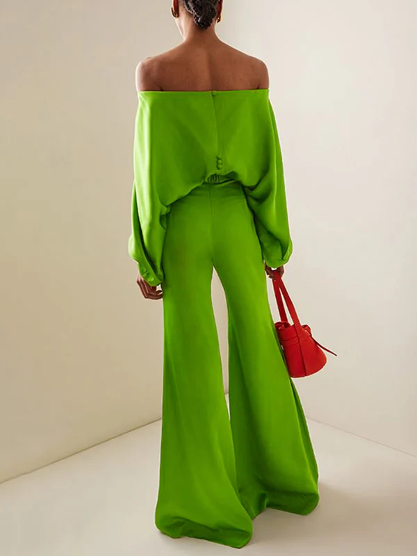 High Waisted Wide Leg Solid Color Split-Joint Pants Trousers - Image 3