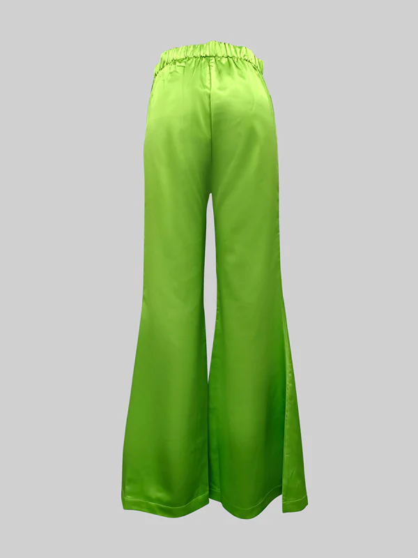 High Waisted Wide Leg Solid Color Split-Joint Pants Trousers - Image 5