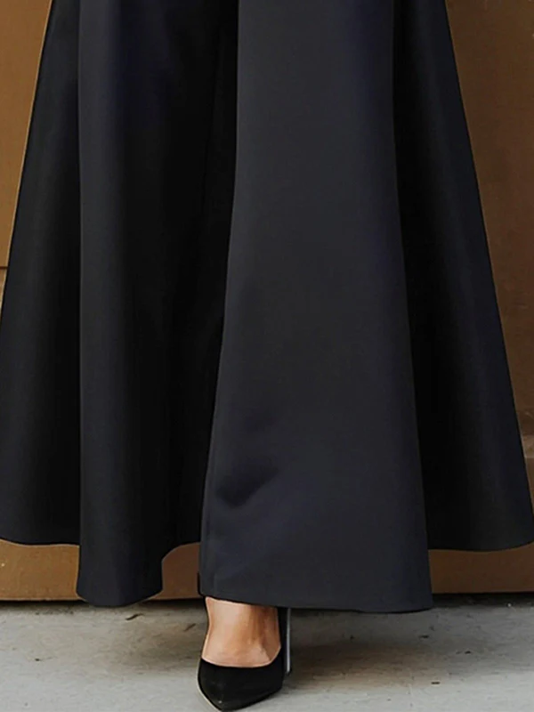 High Waisted Loose Solid Color Split-Joint Pants Trousers - Image 3