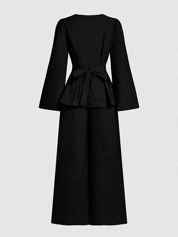 High Waisted Loose Solid Color Split-Joint Pants Trousers - Image 7