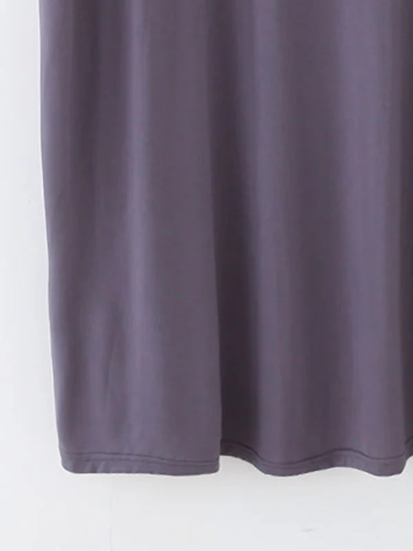 High Waisted Loose Solid Color Split-Joint Round-Neck Pajama Dress - Image 11