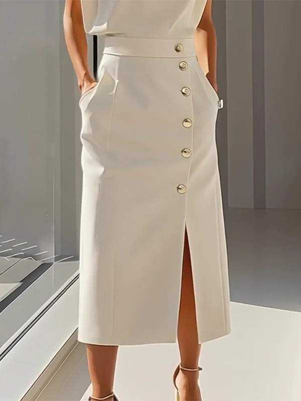 High Waisted Loose Split-Front Split-Joint Skirts - Image 3