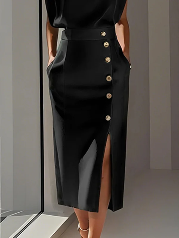 High Waisted Loose Split-Front Split-Joint Skirts - Image 6