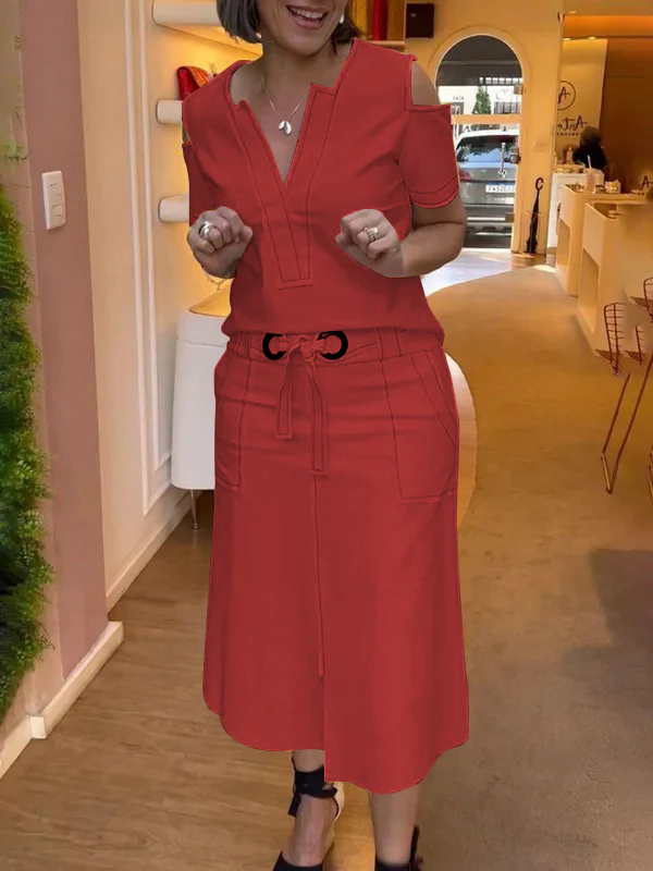 High Waisted Loose Split-Front Split-Joint Tied Waist Skirts - Image 7