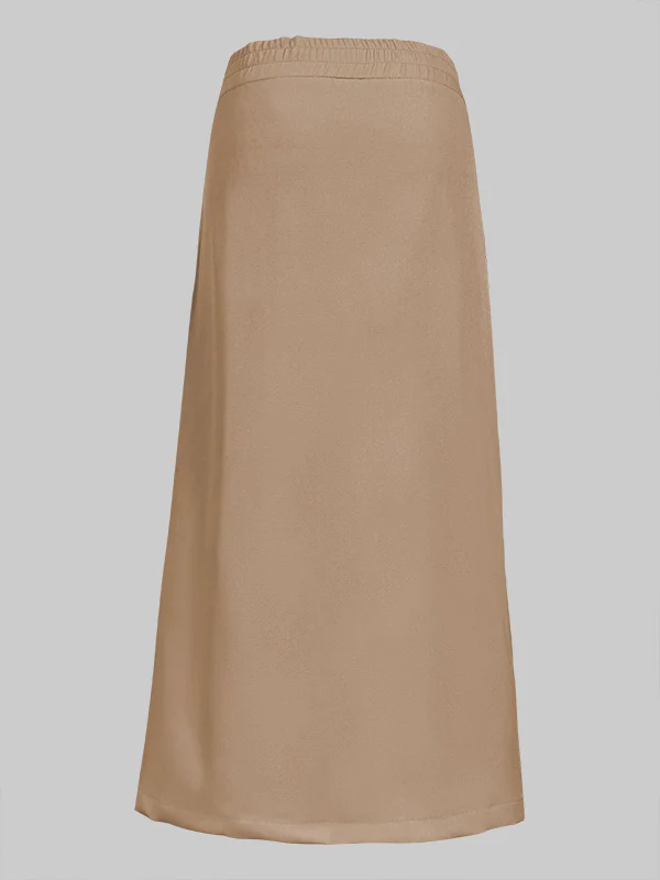 High Waisted Loose Split-Front Split-Joint Tied Waist Skirts - Image 6
