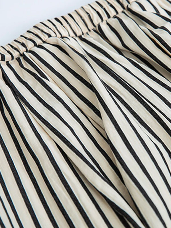 High Waisted Loose Split-Joint Striped Pants Trousers - Image 10