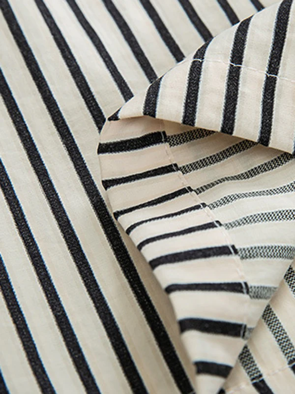 High Waisted Loose Split-Joint Striped Pants Trousers - Image 11