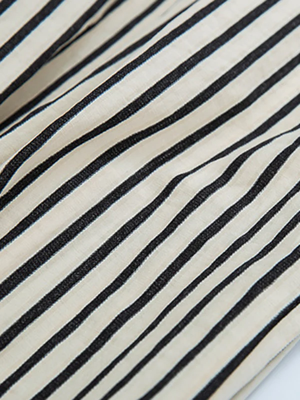 High Waisted Loose Split-Joint Striped Pants Trousers - Image 12