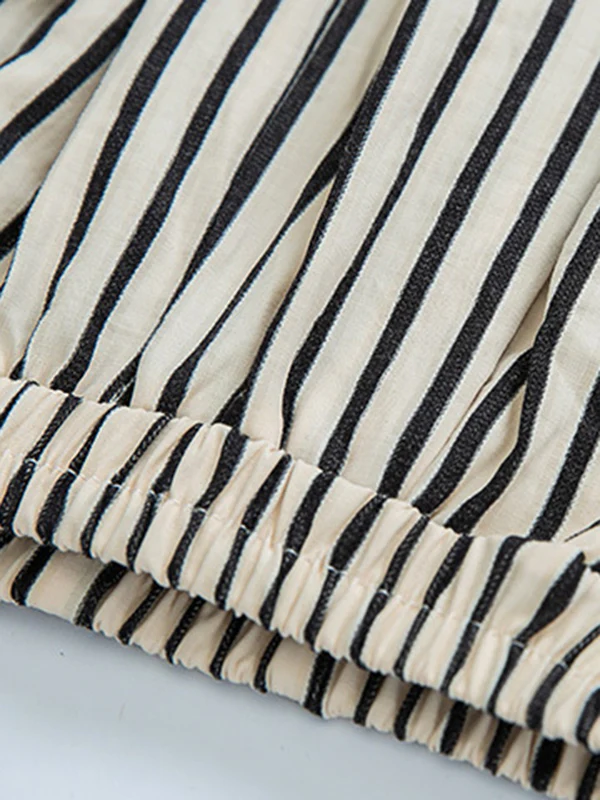 High Waisted Loose Split-Joint Striped Pants Trousers - Image 9