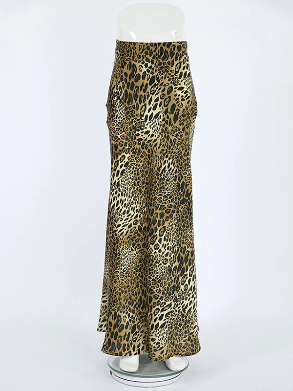 High Waisted Mermaid Leopard Split-Joint Skirts - Image 4