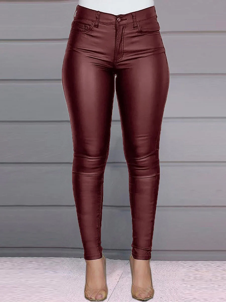 High Waisted Plus Size Pockets Solid Color Pants - Image 2