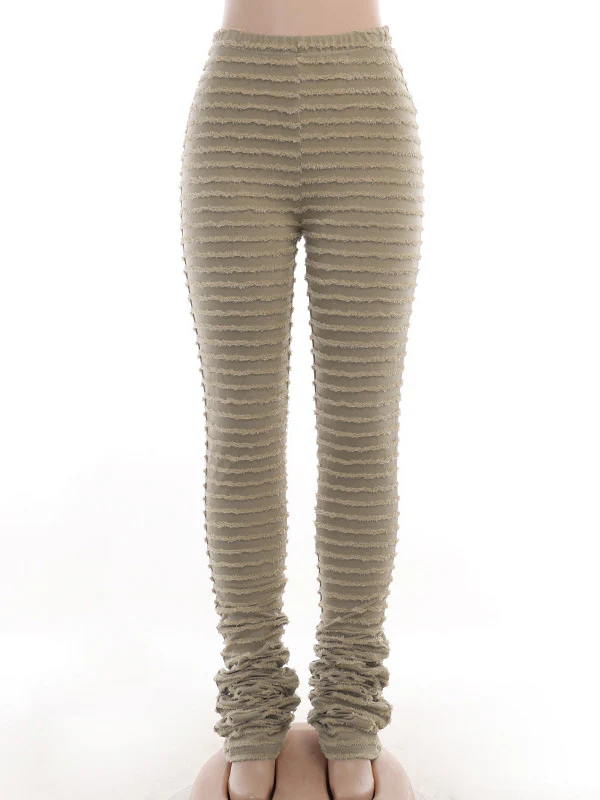 High Waisted Skinny Leg Split-Joint Striped Pants Trousers - Image 12