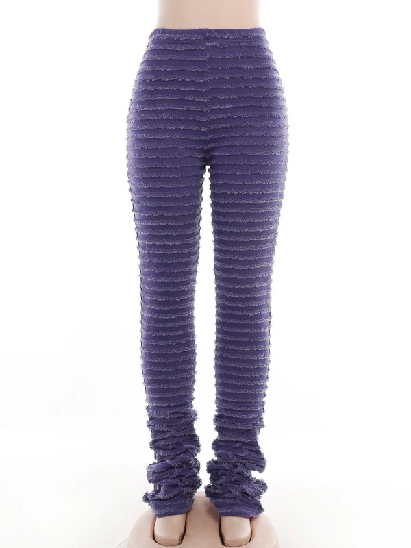 High Waisted Skinny Leg Split-Joint Striped Pants Trousers - Image 13