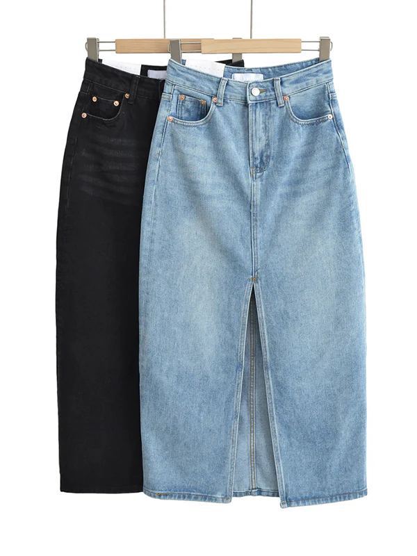 High Waisted Skinny Split-Front Skirts Bottoms - Image 3