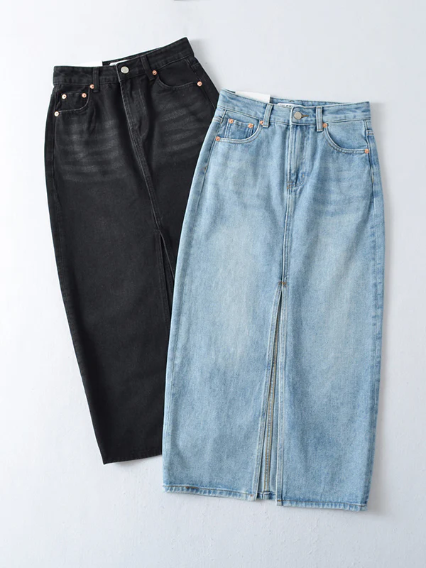 High Waisted Skinny Split-Front Skirts Bottoms - Image 4