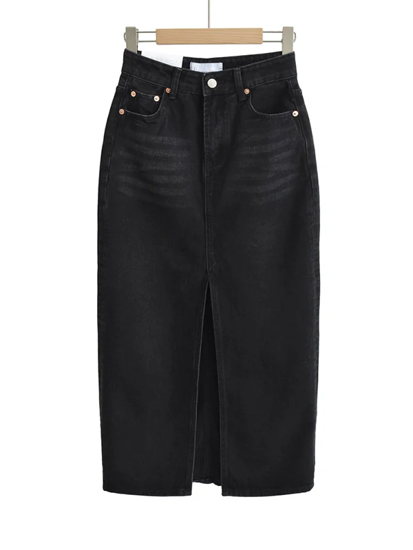 High Waisted Skinny Split-Front Skirts Bottoms - Image 7