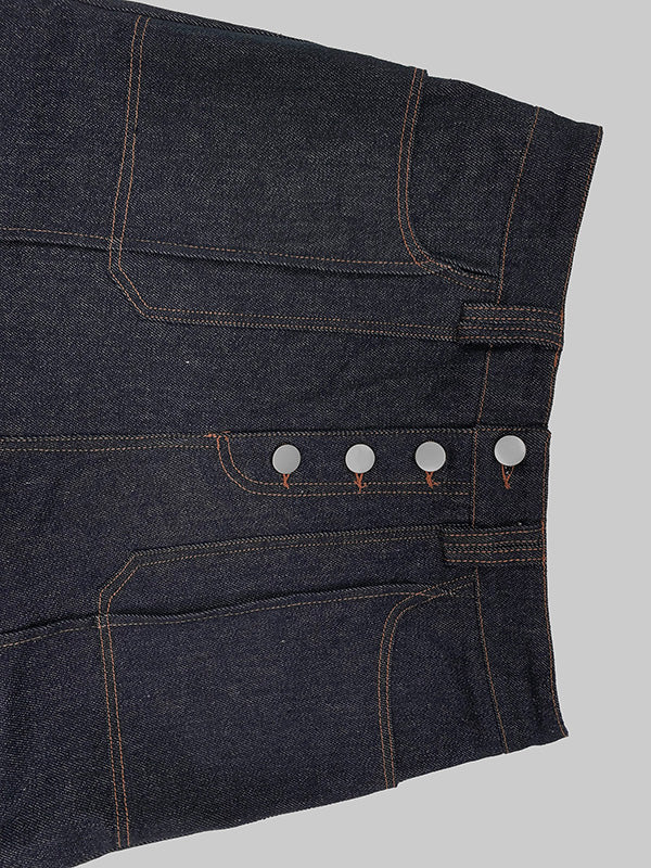 High Waisted Straight Leg Contrast Color Split-Joint Jean Pants Bottoms - Image 7