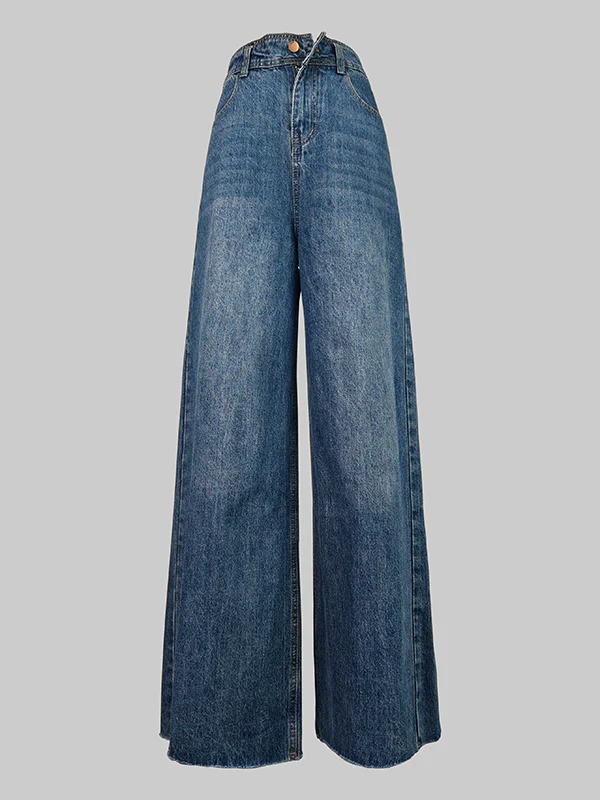 High Waisted Straight Leg Gradient Split-Joint Jean Pants Bottoms - Image 6