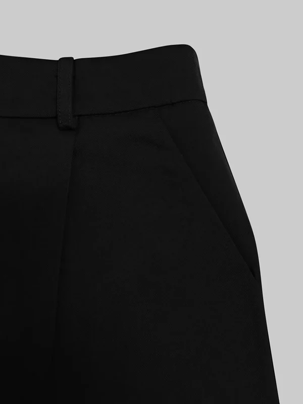 High Waisted Straight Leg Pleated Solid Color Split-Joint Pants Trousers - Image 30