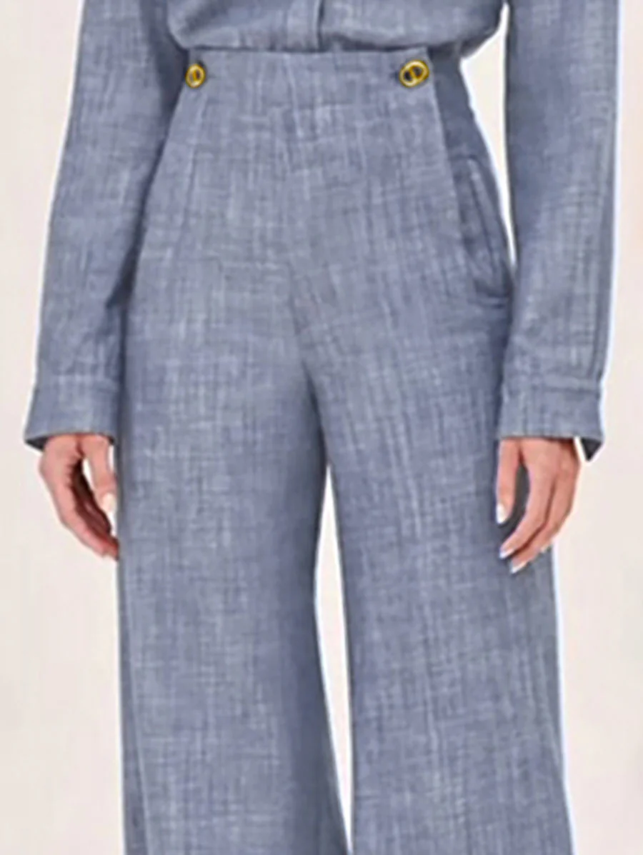 High Waisted Straight Leg Split-Joint Pants Trousers - Image 2