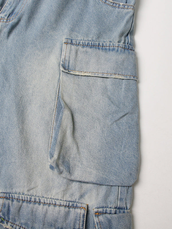 High Waisted Wide Leg Buttoned Hollow Pockets Split-Joint Tube Jumpsuits - Image 8
