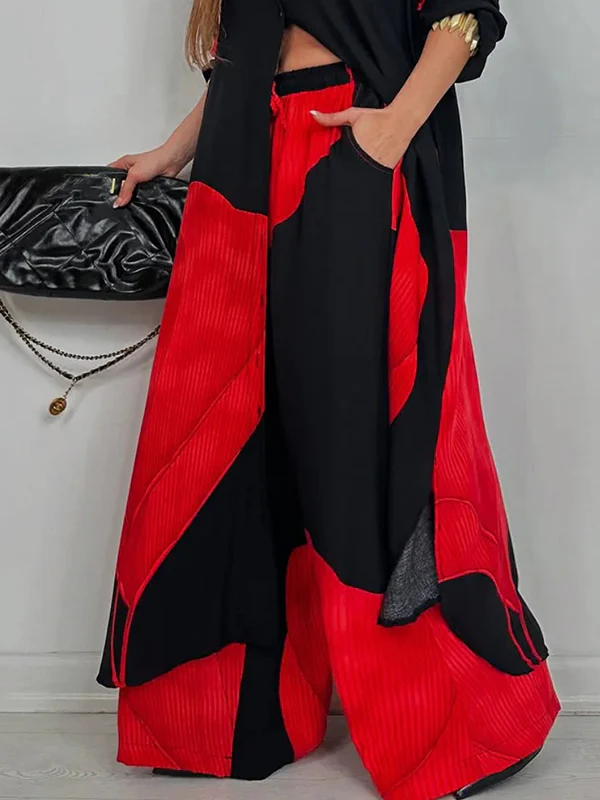 High Waisted Wide Leg Drawstring Elasticity Floral Printed Split-Joint Pants Trousers - Image 10