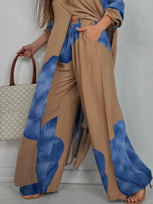 High Waisted Wide Leg Drawstring Elasticity Floral Printed Split-Joint Pants Trousers - Image 11