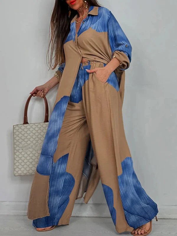 High Waisted Wide Leg Drawstring Elasticity Floral Printed Split-Joint Pants Trousers - Image 5