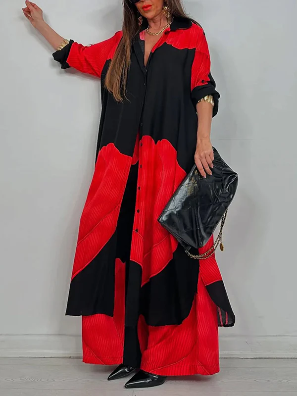 High Waisted Wide Leg Drawstring Elasticity Floral Printed Split-Joint Pants Trousers - Image 9
