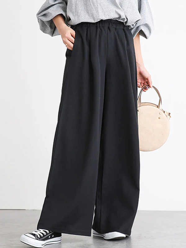 High Waisted Wide Leg Elasticity Solid Color Split-Joint Wide Side Pants Trousers - Image 12