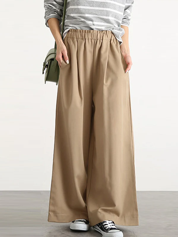 High Waisted Wide Leg Elasticity Solid Color Split-Joint Wide Side Pants Trousers - Image 15