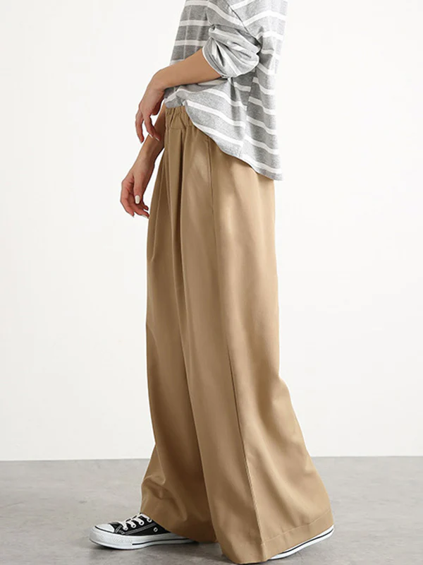 High Waisted Wide Leg Elasticity Solid Color Split-Joint Wide Side Pants Trousers - Image 16