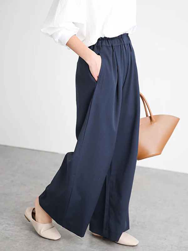 High Waisted Wide Leg Elasticity Solid Color Split-Joint Wide Side Pants Trousers - Image 2