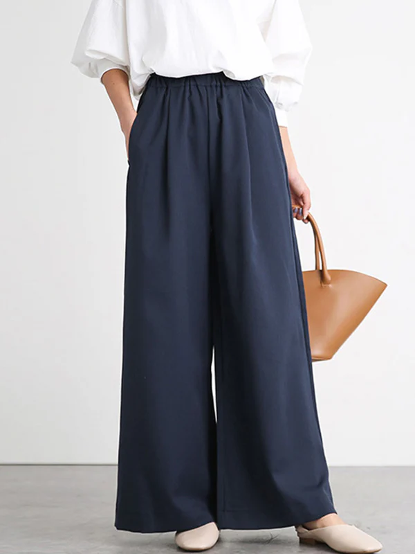 High Waisted Wide Leg Elasticity Solid Color Split-Joint Wide Side Pants Trousers - Image 3