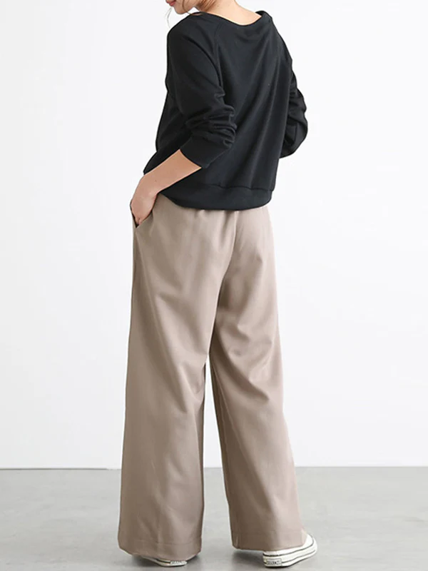 High Waisted Wide Leg Elasticity Solid Color Split-Joint Wide Side Pants Trousers - Image 6