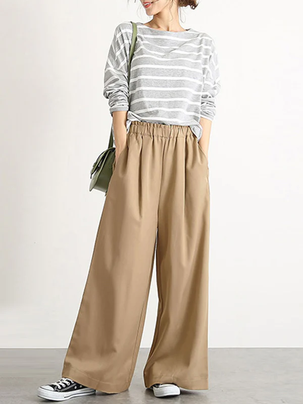 High Waisted Wide Leg Elasticity Solid Color Split-Joint Wide Side Pants Trousers - Image 7