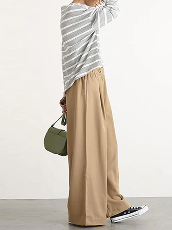 High Waisted Wide Leg Elasticity Solid Color Split-Joint Wide Side Pants Trousers - Image 8