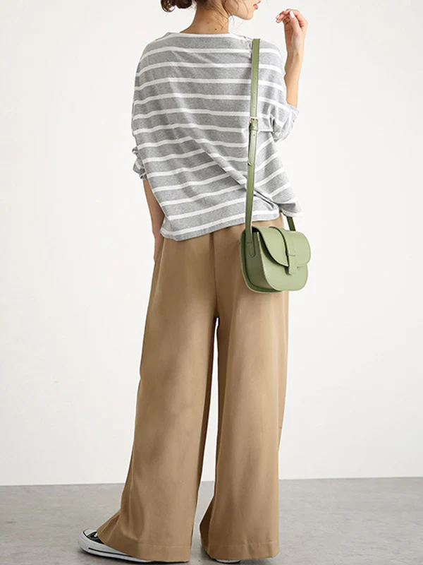 High Waisted Wide Leg Elasticity Solid Color Split-Joint Wide Side Pants Trousers - Image 9