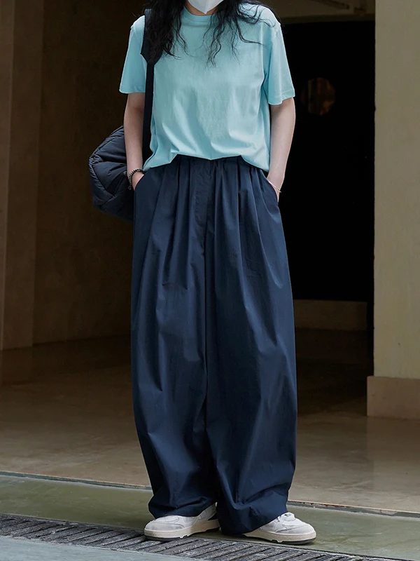 High Waisted Wide Leg Pleated Casual Pants Bottoms Trousers - Image 12
