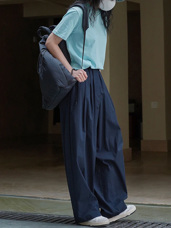 High Waisted Wide Leg Pleated Casual Pants Bottoms Trousers - Image 13