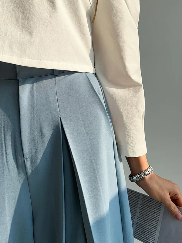 High Waisted Wide Leg Pleated Solid Color Casual Pants Bottoms Trousers - Image 10