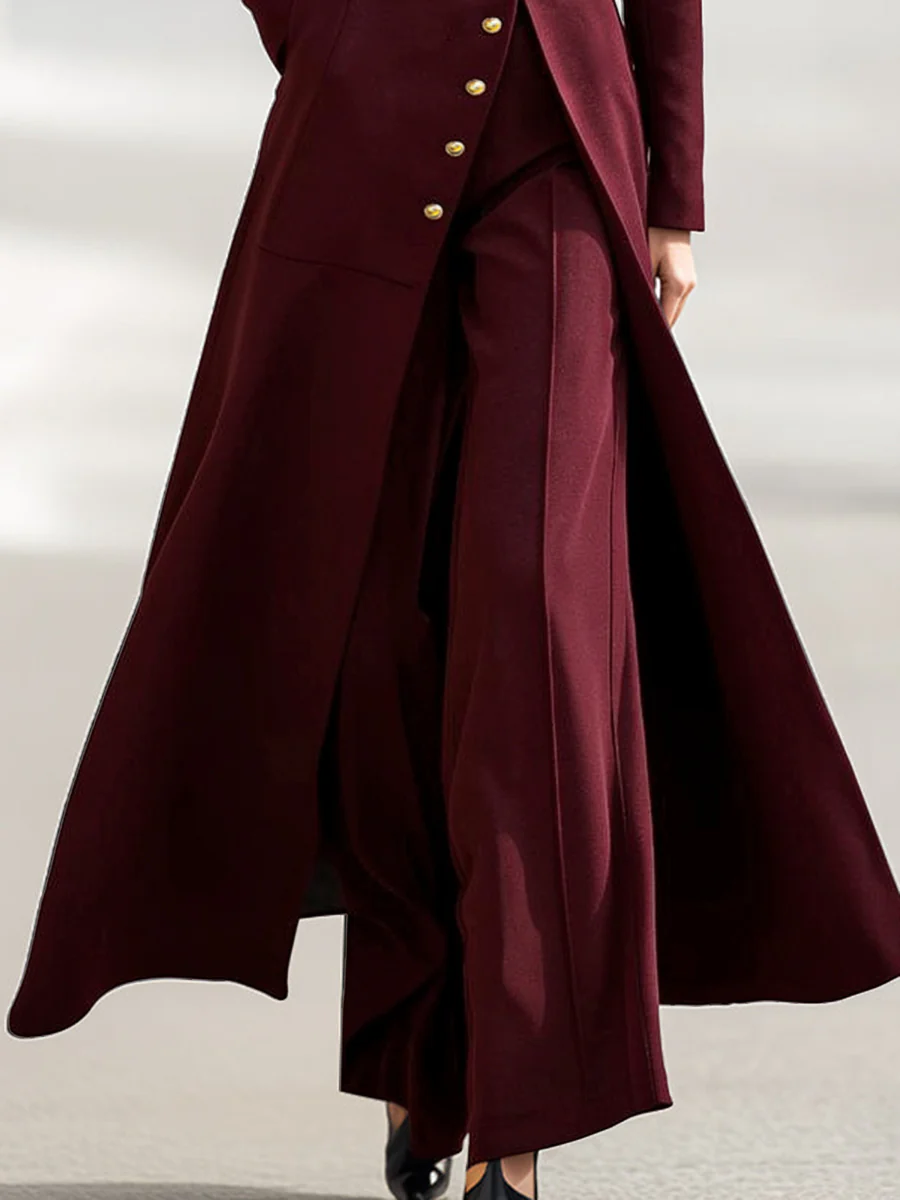 High Waisted Wide Leg Pleated Solid Color Pants Trousers - Image 5