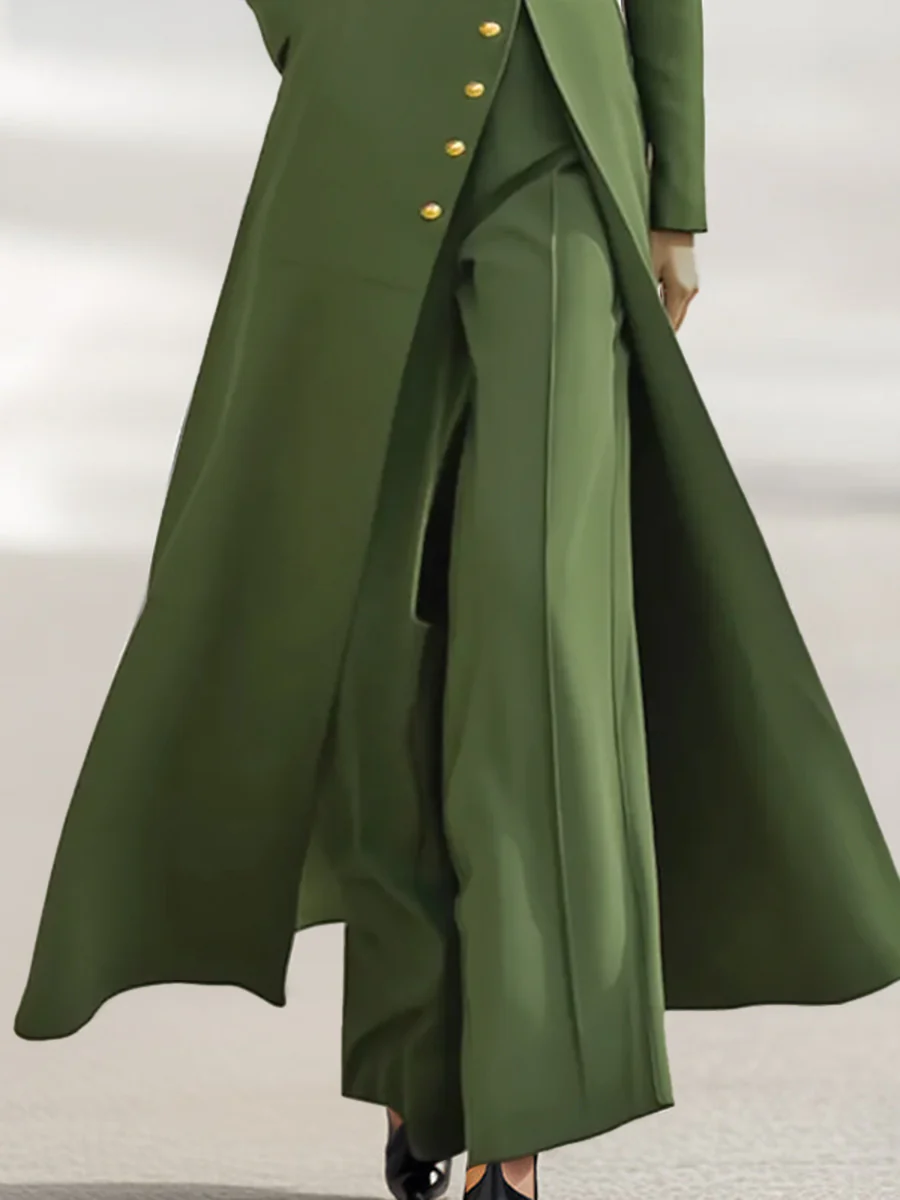 High Waisted Wide Leg Pleated Solid Color Pants Trousers - Image 7