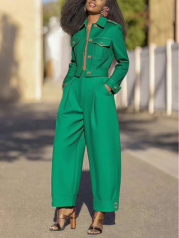 High Waisted Wide Leg Pleated Split-Joint Pants Trousers - Image 4