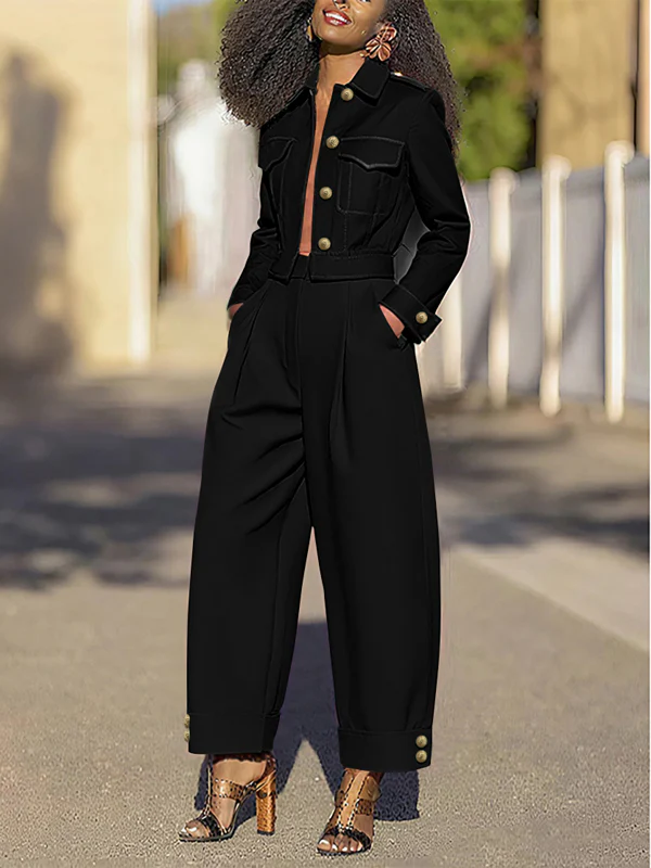High Waisted Wide Leg Pleated Split-Joint Pants Trousers - Image 6
